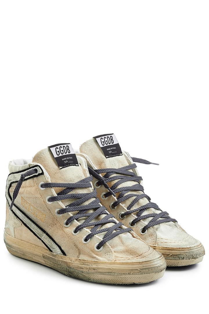 Golden Goose Golden Goose 2.12 Canvas High-top Sneakers - Beige