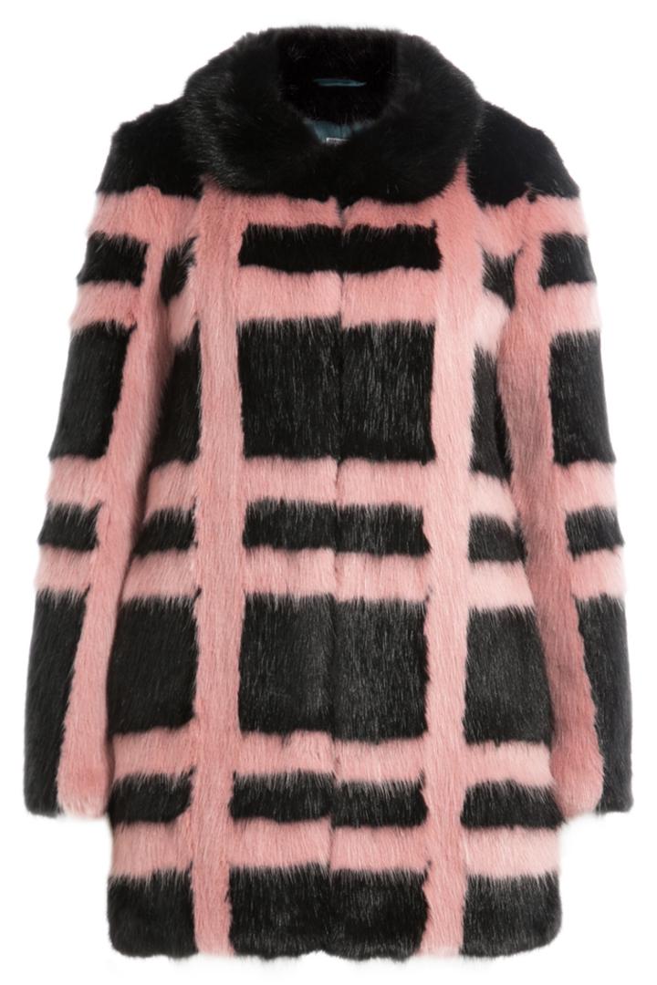 Shrimps Shrimps Plaid Faux Fur Coat - Stripes