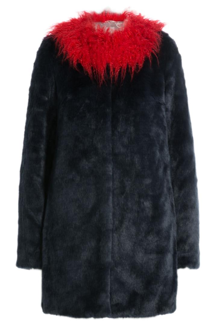 Shrimps Shrimps Faux Fur Coat With Contrast Collar - Blue