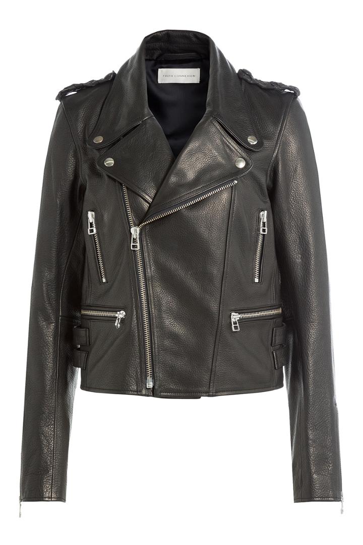 Faith Connexion Faith Connexion Leather Biker Jacket - Black