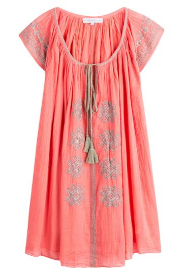 Christophe Sauvat Christophe Sauvat Bolshoi Embroidered Cotton Tunic Dress - Rose