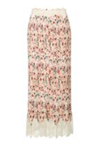 Paco Rabanne Paco Rabanne Printed Pleated Midi Skirt With Lace
