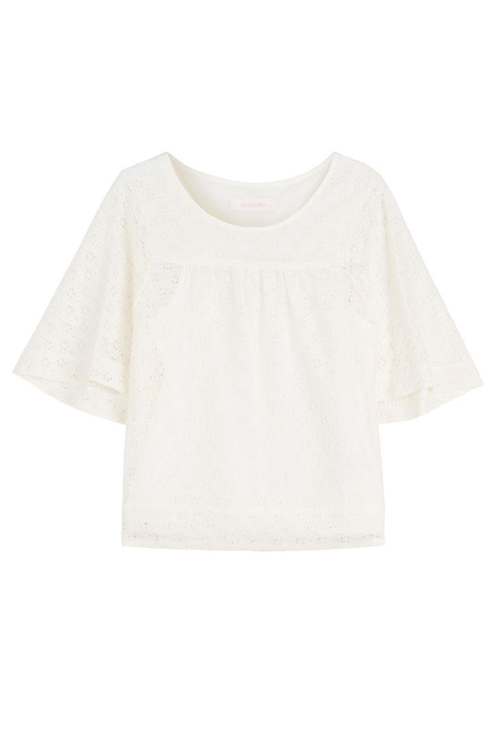 See By Chloé See By Chloé Flutter Sleeve Top - White