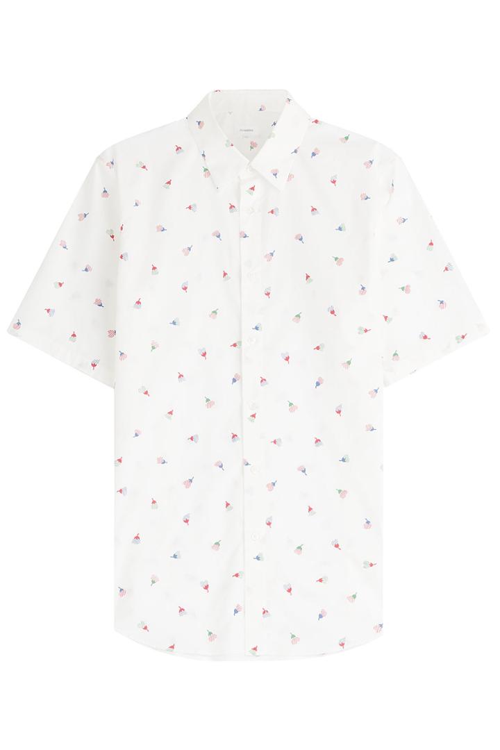 Jil Sander Jil Sander Short Sleeve Printed Cotton Shirt - White