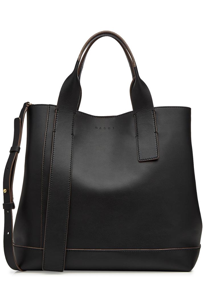 Marni Marni Pannier Leather Tote With Shoulder Strap