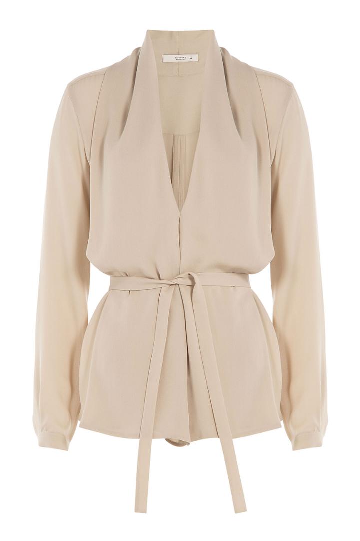 Etro Etro Belted Silk Top - Beige