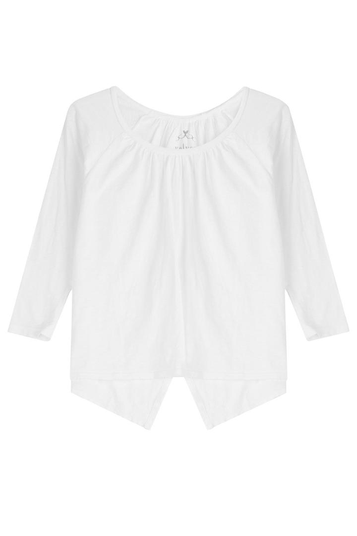 Velvet Velvet Cotton Top With Slit At Back - White