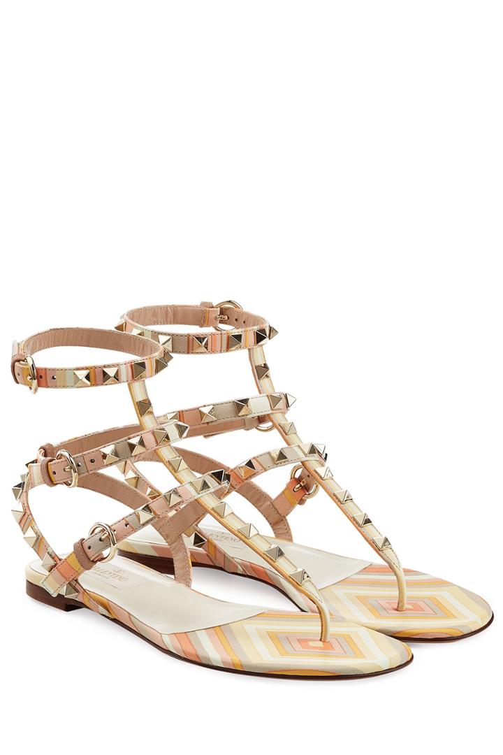 Valentino Valentino Rockstud Leather Sandals - Multicolor