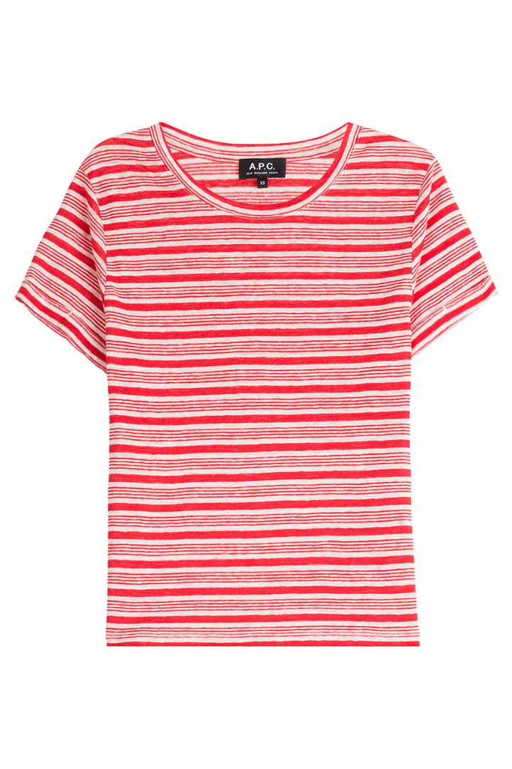 A.p.c. A.p.c. Striped Linen T-shirt - Red