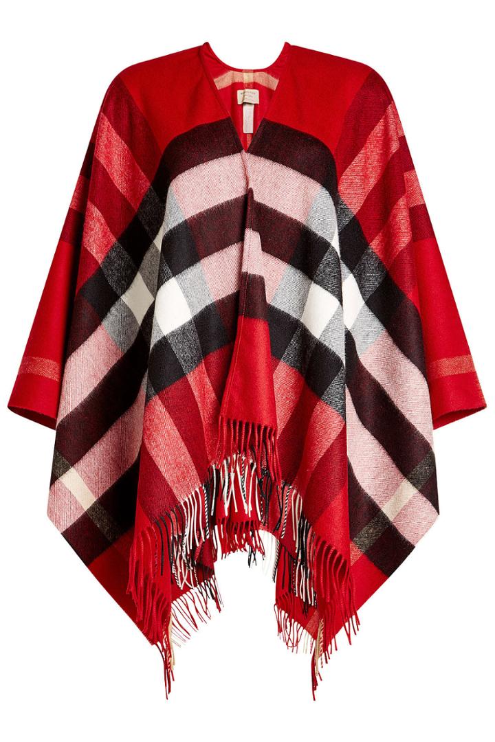 Burberry Shoes & Accessories Burberry Shoes & Accessories Printed Cashmere-merino Wool Poncho - Red