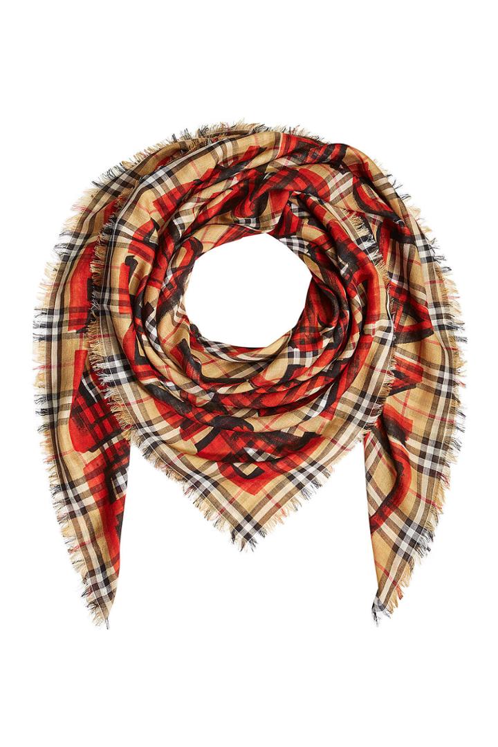 Burberry Burberry Graffiti Print Wool-silk Scarf