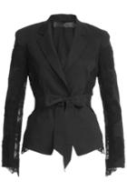 Donna Karan New York Donna Karan New York Linen-blend Blazer With Lace Insets - Black
