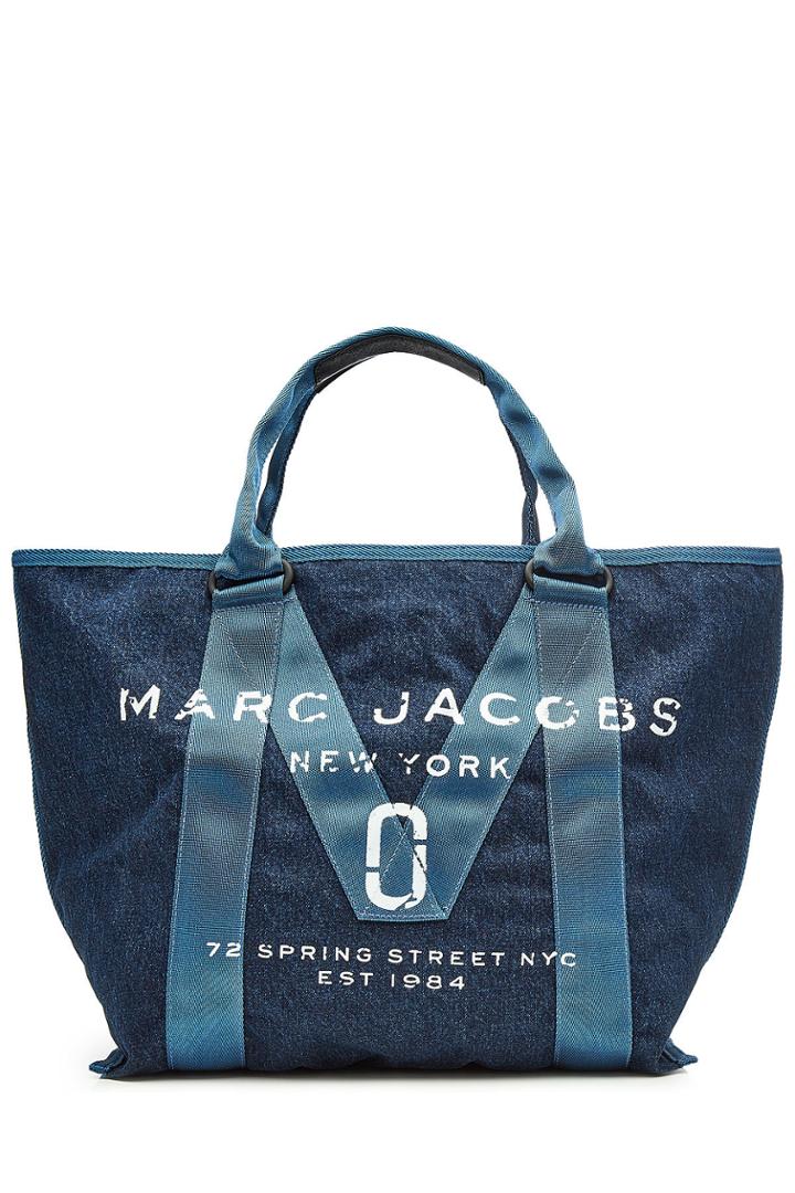 Marc Jacobs Marc Jacobs Printed Denim Tote With Leather
