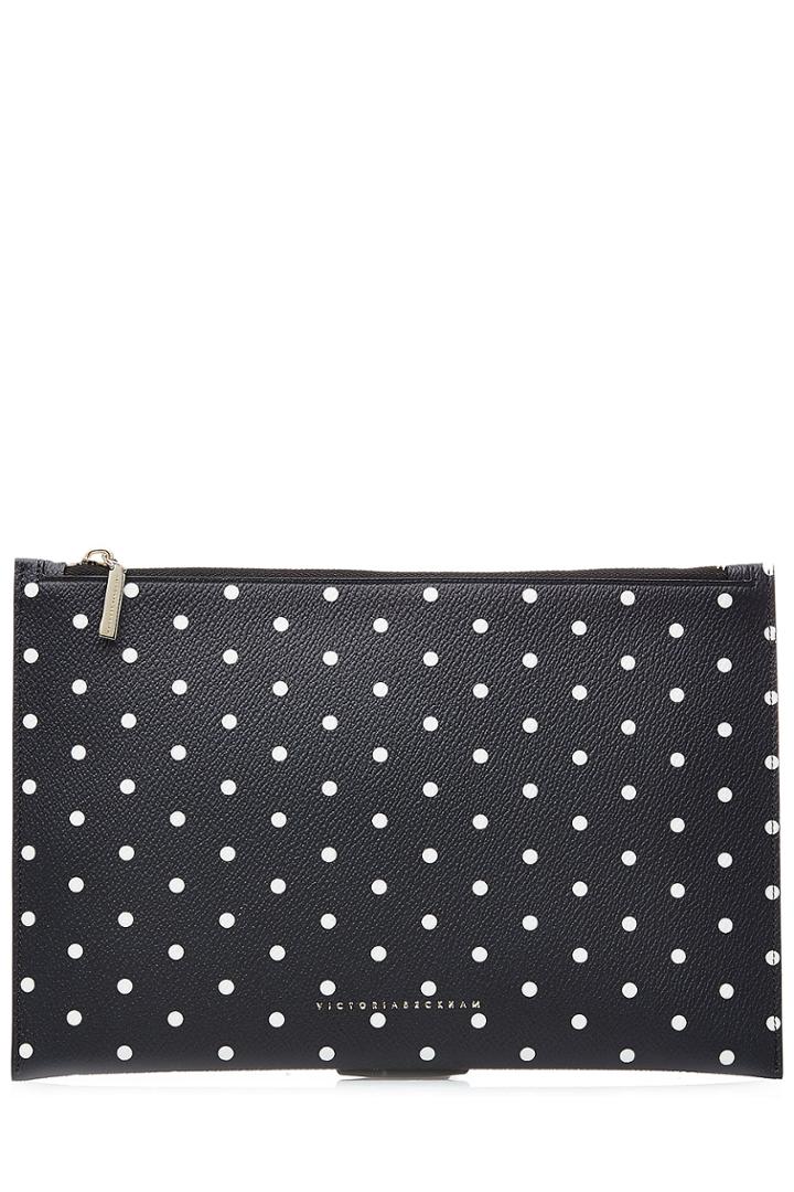 Victoria Beckham Victoria Beckham Simple Pouch Printed Leather Clutch - Black