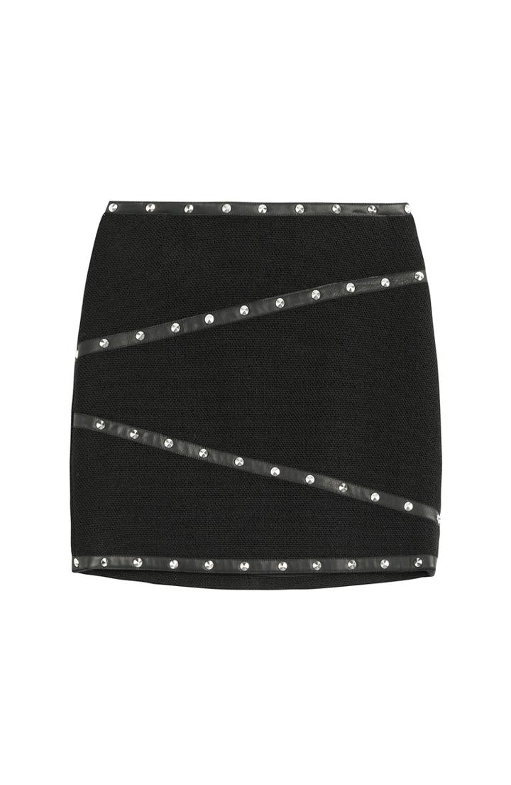 The Kooples Linen-blend Mini-skirt With Studs