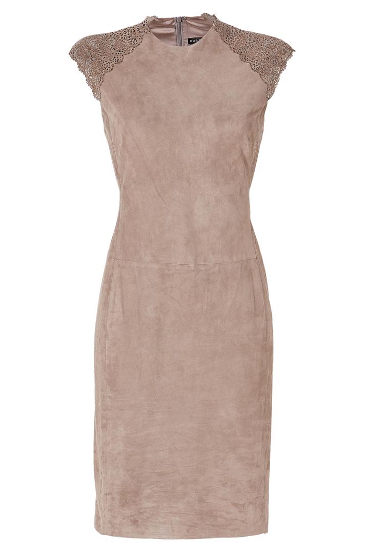 Ralph Lauren Black Label Ralph Lauren Black Label Suede/laser Cut Leather Dress In Mink - Beige
