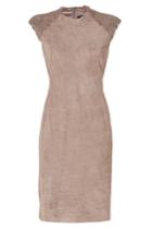 Ralph Lauren Black Label Ralph Lauren Black Label Suede/laser Cut Leather Dress In Mink - Beige