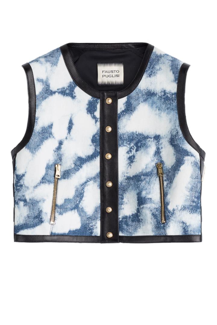 Fausto Puglisi Fausto Puglisi Tie-dye Cropped Top With Leather