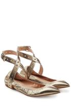 Valentino Valentino Leather Ballerinas With Eyelets - Silver