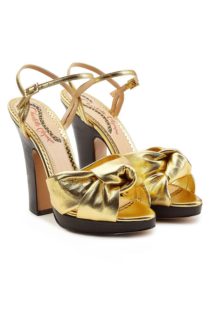 Charlotte Olympia Charlotte Olympia Farrah Metallic Leather Platform Sandals