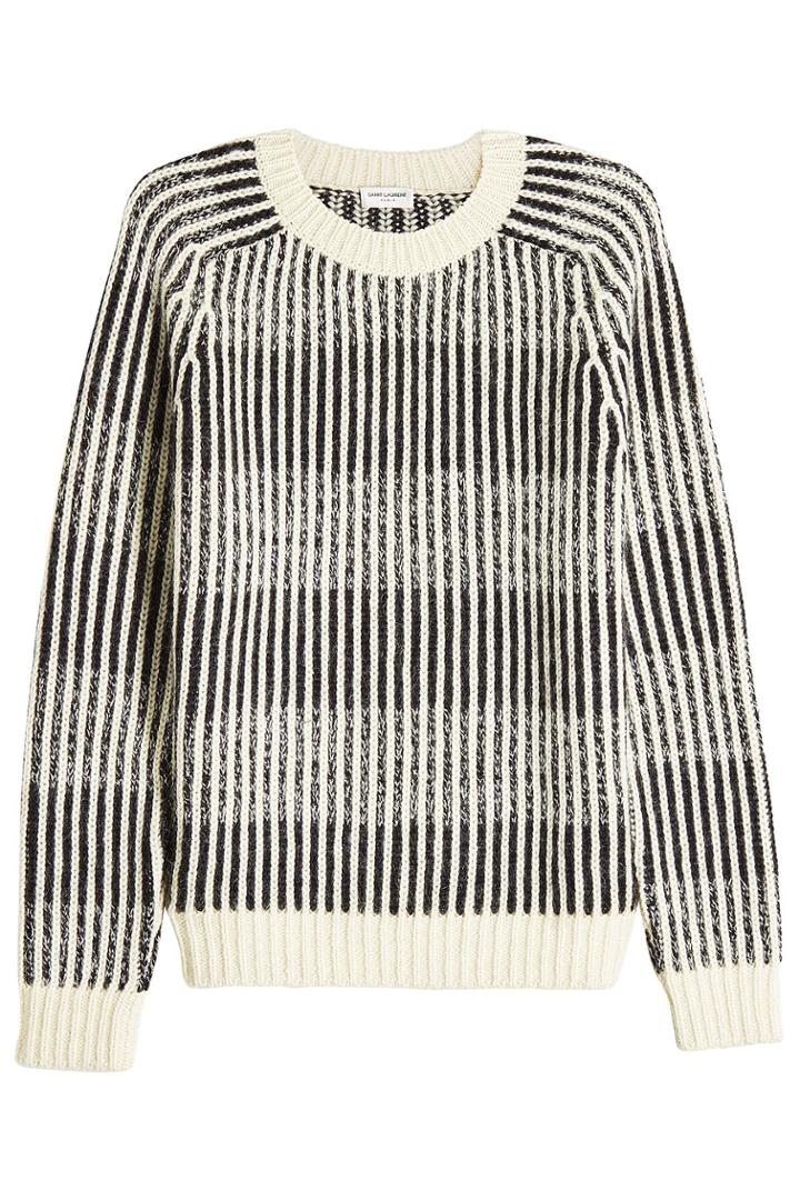 Saint Laurent Saint Laurent Jacquard Stripe Knit Pullover With Wool, Alpaca And Mohair
