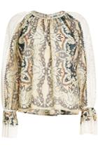 Etro Etro Printed Cotton And Silk Blouse With Lace
