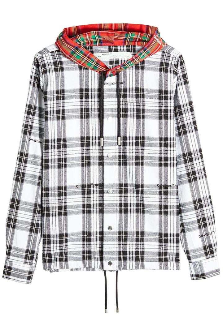 Off-white Off-white Checked Cotton Shirt With Hood