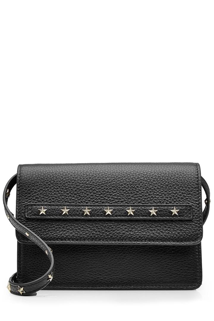 Red Valentino Red Valentino Leather Shoulder Bag With Stud Embellishment - Black