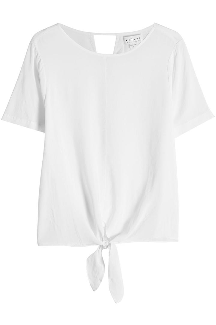 Velvet Velvet Top With Knotted Front