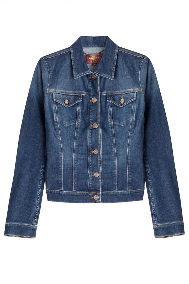 Seven For All Mankind Seven For All Mankind Cropped Jean Jacket - Blue