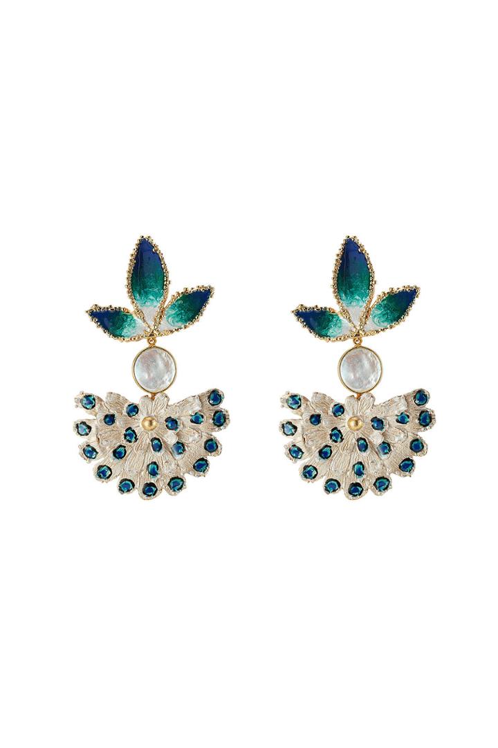Gas Bijoux Gas Bijoux Paloma 24kt Gold Plated Clip On Earrings - Green