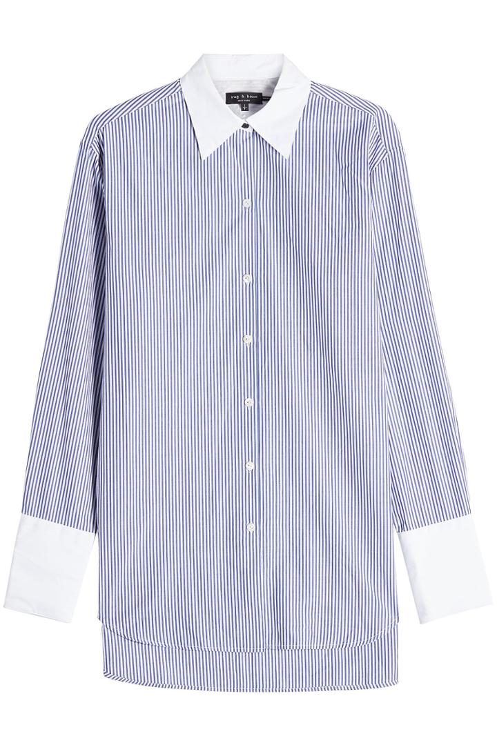 Rag & Bone Rag & Bone Striped Cotton Shirt With Silk