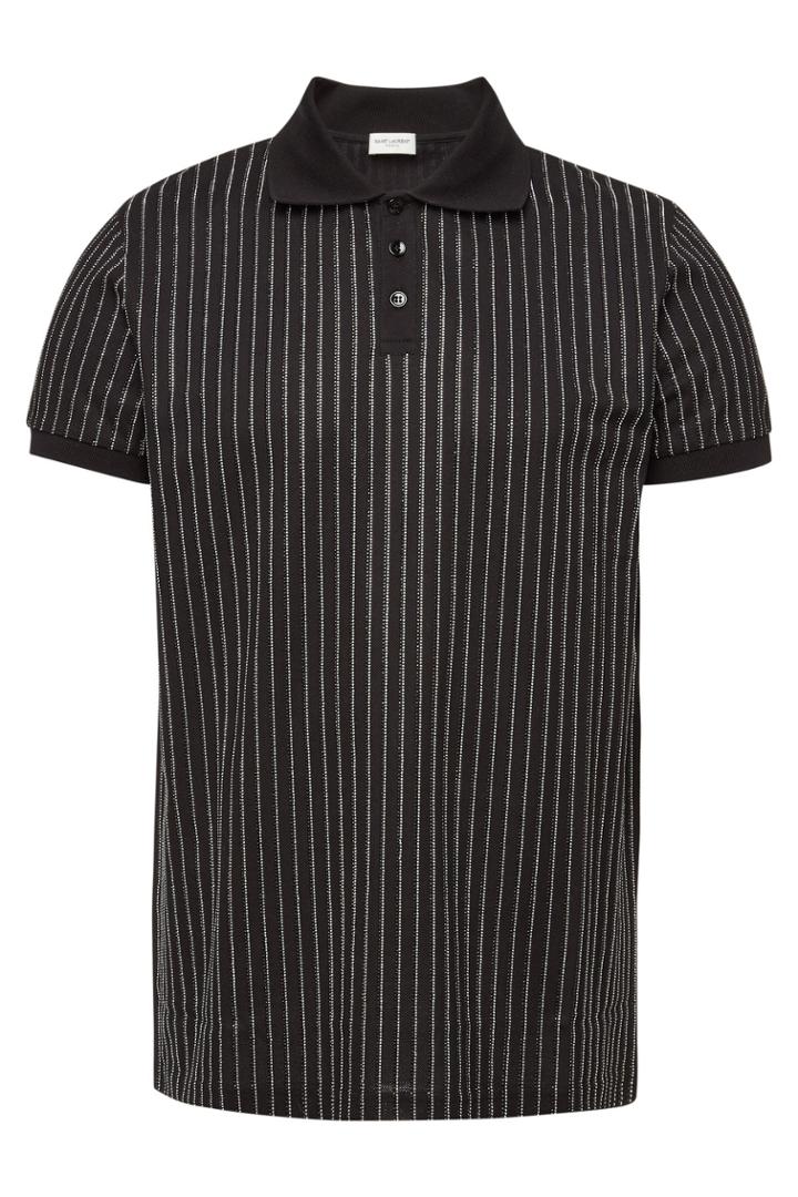Saint Laurent Saint Laurent Cotton Polo Shirt With Crystals