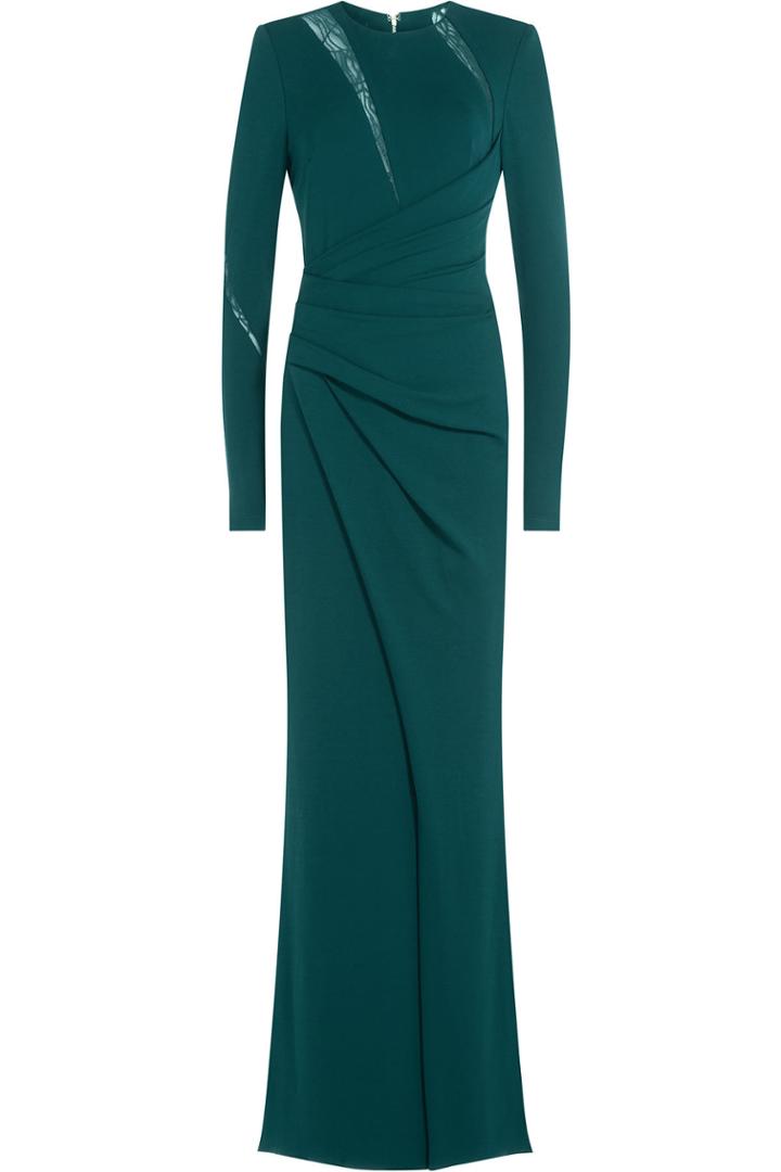 Elie Saab Elie Saab Draped Floor Length Gown With Lace