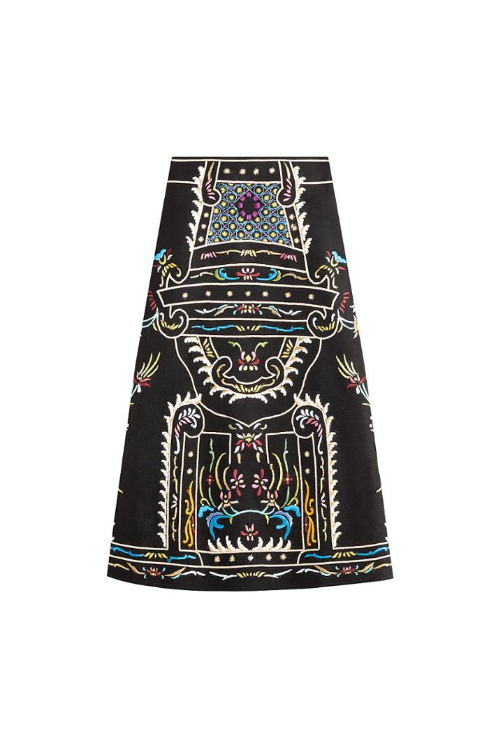 Valentino Valentino Embroidered Virgin Wool Skirt