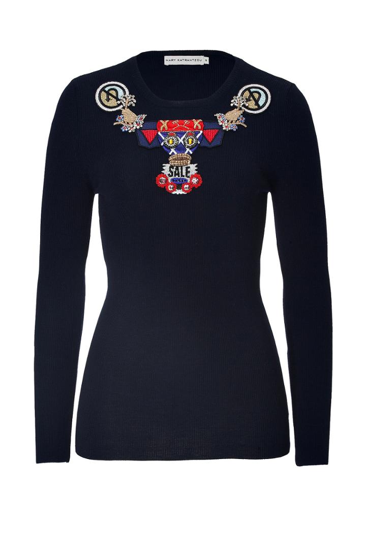 Mary Katrantzou Mary Katrantzou Wool Pullover With Embellishment