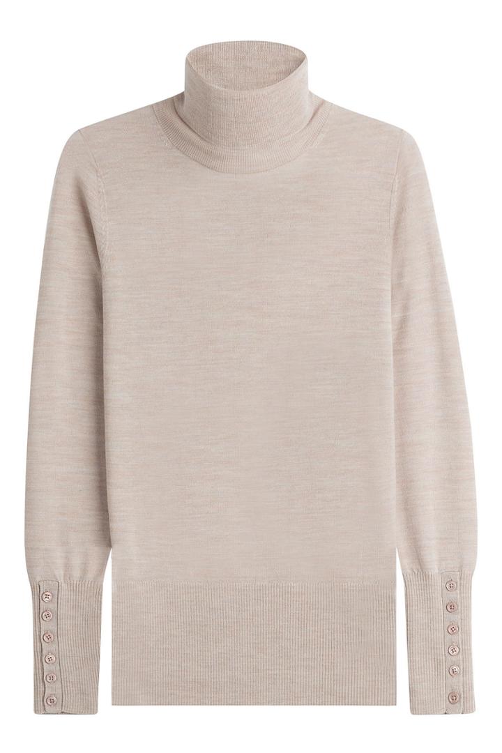 Steffen Schraut Steffen Schraut Merino Wool Turtleneck Pullover With Buttoned Cuffs - Beige