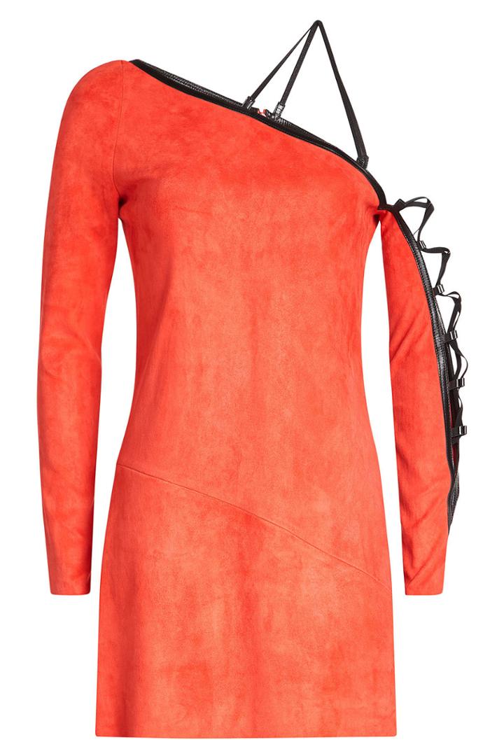 Jitrois Jitrois Suede Mini Dress With Leather Trim