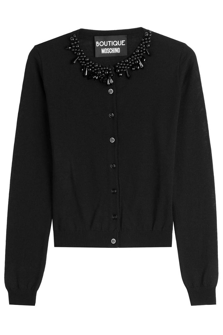 Boutique Moschino Boutique Moschino Embellished Virgin Wool Cardigan - None
