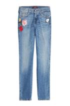 Seven For All Mankind Seven For All Mankind Embroidered Straight Leg Cropped Jeans - Blue