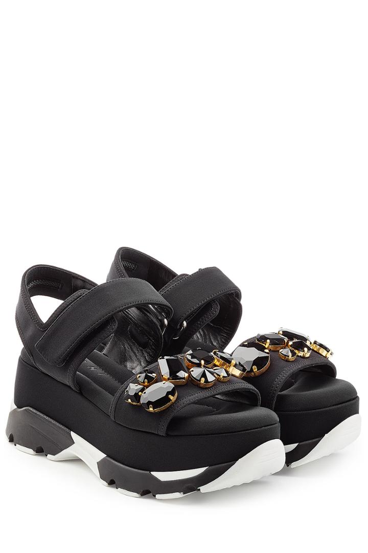 Marni Marni Embellished Platform Sandals With Leather - Black