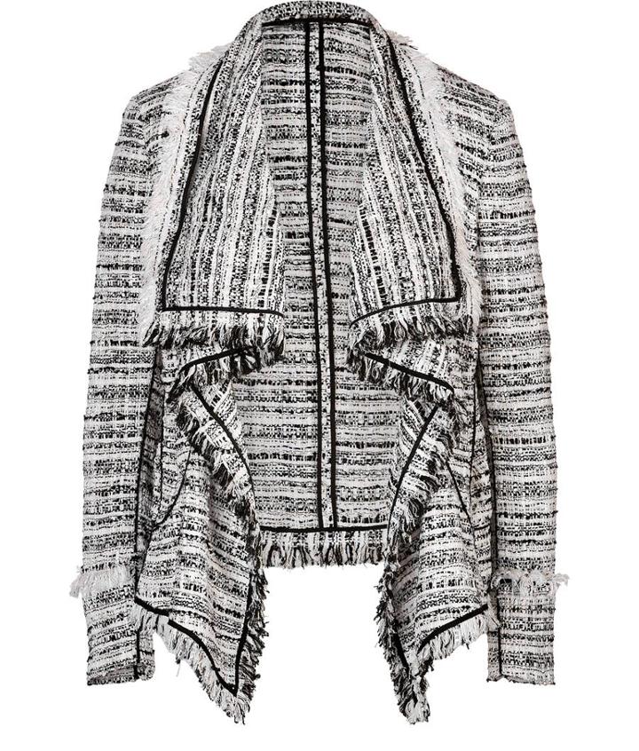 Donna Karan Cotton Blend Fringed Jacket