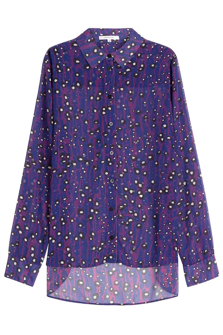 Carven Carven Printed Blouse With Asymmetric Hem - Purple