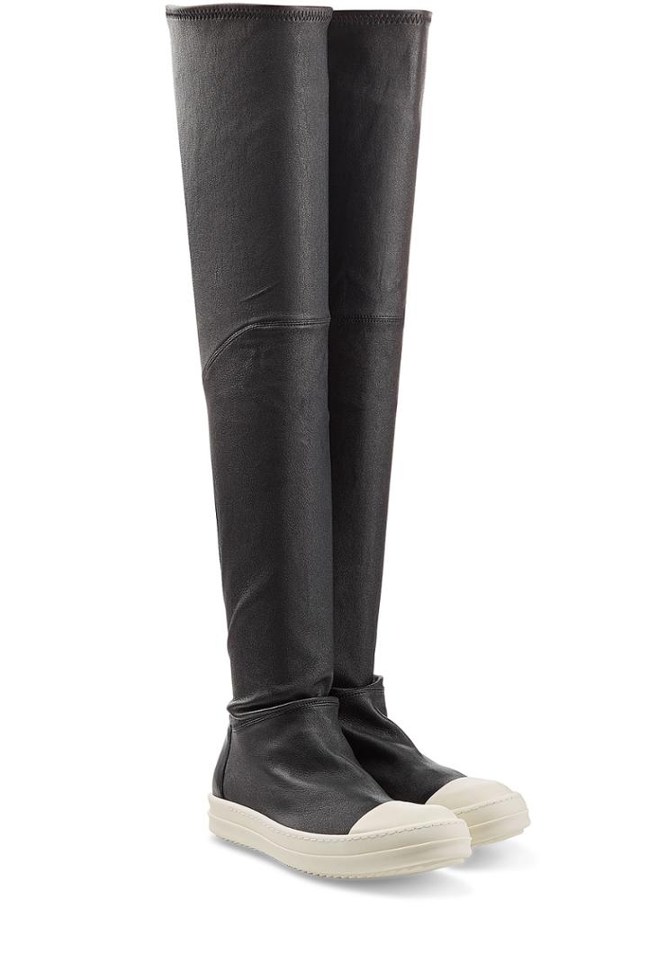 Rick Owens Rick Owens Tall Leather Slip-on Boots - Black