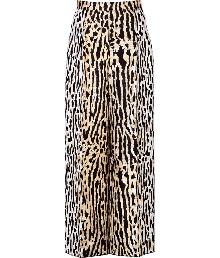 Valentino Animal Print Wide Leg Pants