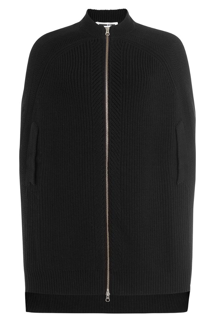 Mcq Alexander Mcqueen Mcq Alexander Mcqueen Wool Chevron Ribbed Cape - Black