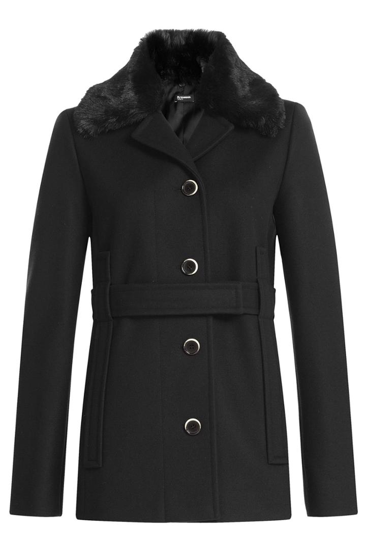 Jil Sander Navy Jil Sander Navy Virgin Wool Jacket With Fur Collar