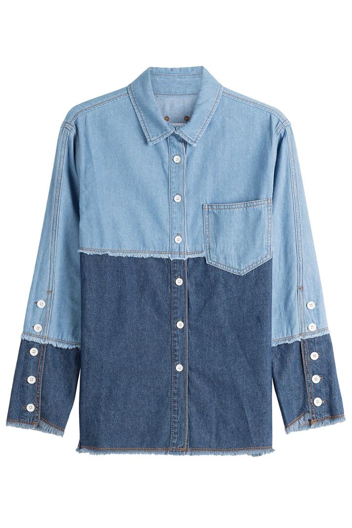 Sjyp Sjyp Two-tone Denim Shirt - Blue