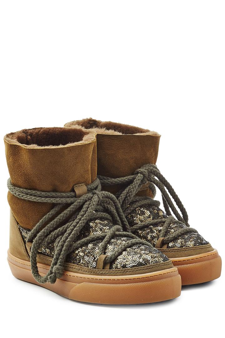 Inuikii Inuikii Sequin And Suede Ikkii Low Sneakers - Green