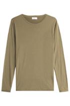 Closed Closed Long Sleeved Cotton Top With Cashmere - Green